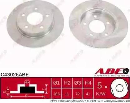 ABE C43026ABE - Zavorni kolut parts5.com