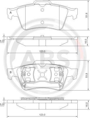 A.B.S. 37216 - Zestaw klocków hamulcowych, hamulce tarczowe parts5.com