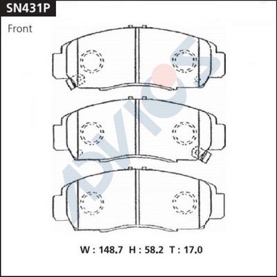 Advics SN431P - Brake Pad Set, disc brake parts5.com