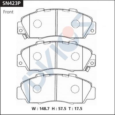 Advics SN423P - Brake Pad Set, disc brake parts5.com