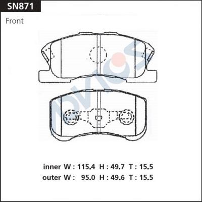 Advics SN871 - Brake Pad Set, disc brake parts5.com