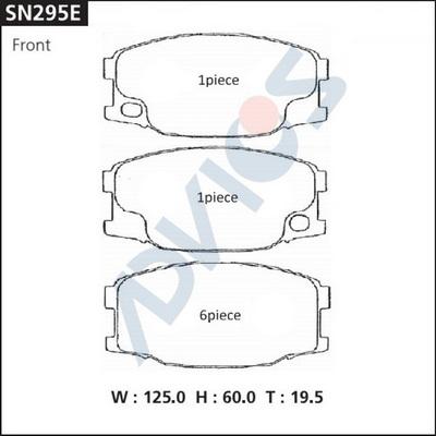 Advics SN295E - Brake Pad Set, disc brake parts5.com
