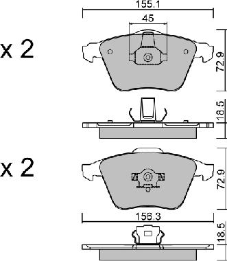 AISIN BPFO-1010 - Fékbetétkészlet, tárcsafék parts5.com