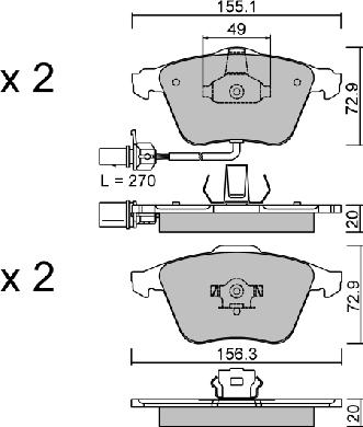 AISIN BPVW-1015 - Brake Pad Set, disc brake parts5.com