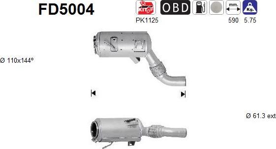 AS FD5004 - Filtru funingine / particule, sist.de esapament parts5.com