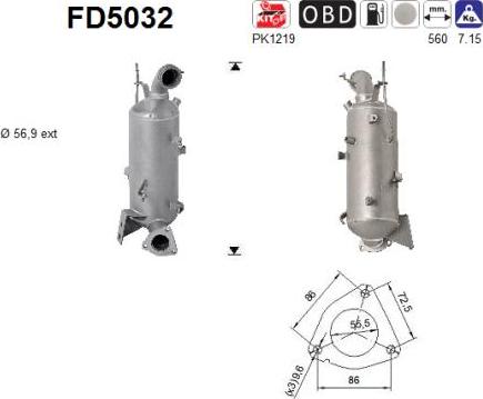 AS FD5032 - Soot / Particulate Filter, exhaust system parts5.com