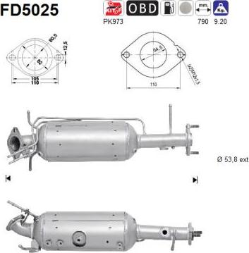 AS FD5025 - Filtru funingine / particule, sist.de esapament parts5.com