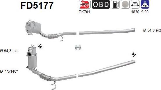 AS FD5177 - Filtru funingine / particule, sist.de esapament parts5.com