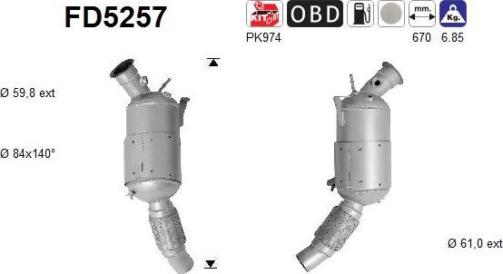 AS FD5257 - Soot / Particulate Filter, exhaust system parts5.com