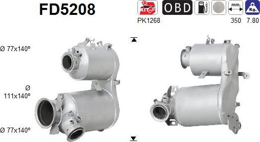 AS FD5208 - Filtru funingine / particule, sist.de esapament parts5.com