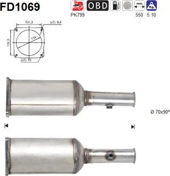 AS FD1069 - Filtru funingine / particule, sist.de esapament parts5.com