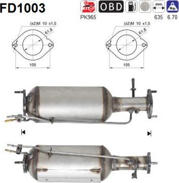 AS FD1003 - Korom / részecskeszűrő, kipufogó parts5.com