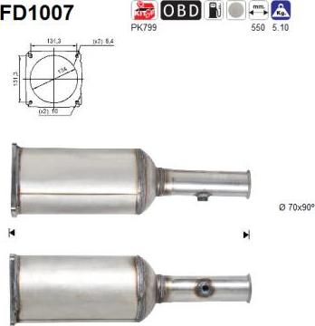 AS FD1007 - Filtru funingine / particule, sist.de esapament parts5.com