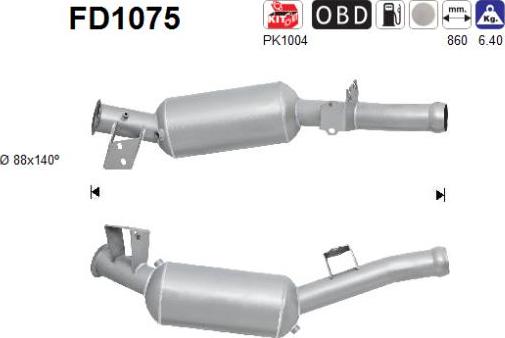 AS FD1075 - Filtr pevných částic, výfukový systém parts5.com