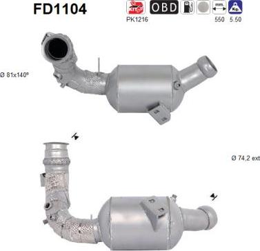 AS FD1104 - Filtar za čađu / čestice, ispušni sustav parts5.com