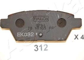 Ashika 51-03-312 - Brake Pad Set, disc brake parts5.com