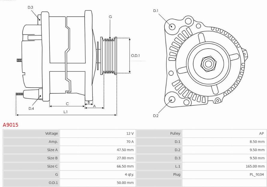 AS-PL A9015 - Generator / Alternator parts5.com