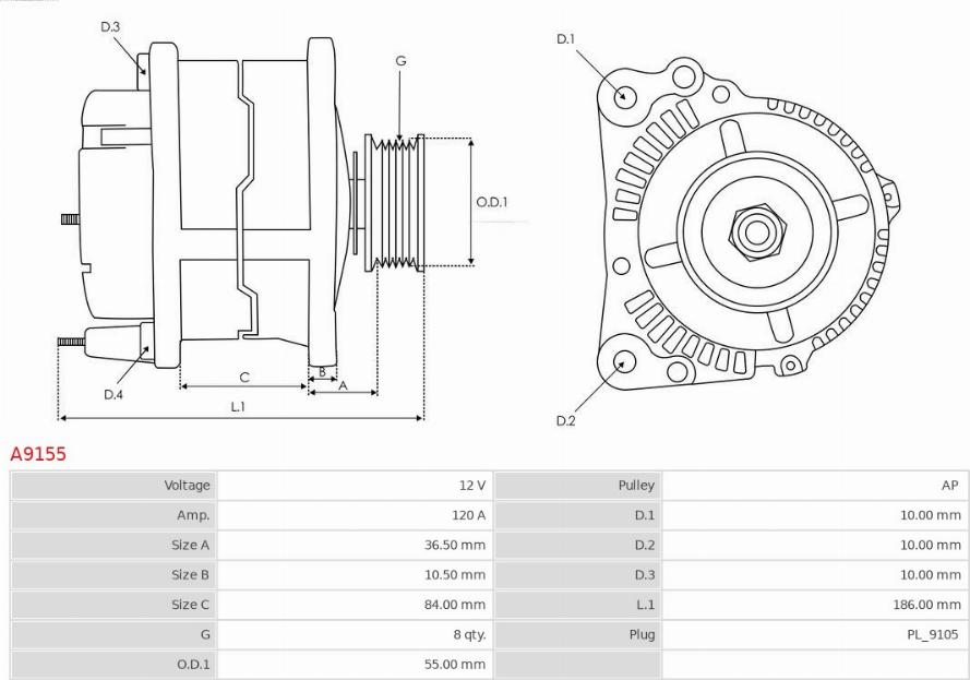 AS-PL A9155 - Generator / Alternator parts5.com