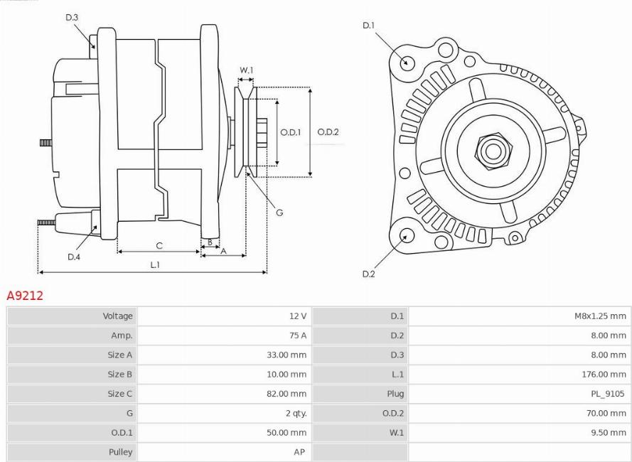 AS-PL A9212 - Generator / Alternator parts5.com