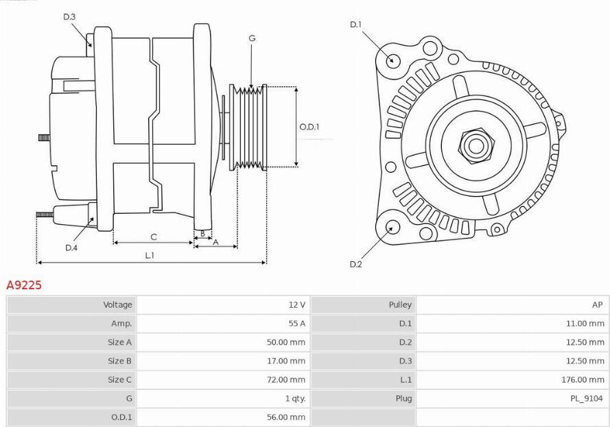 AS-PL A9225 - Generator / Alternator parts5.com