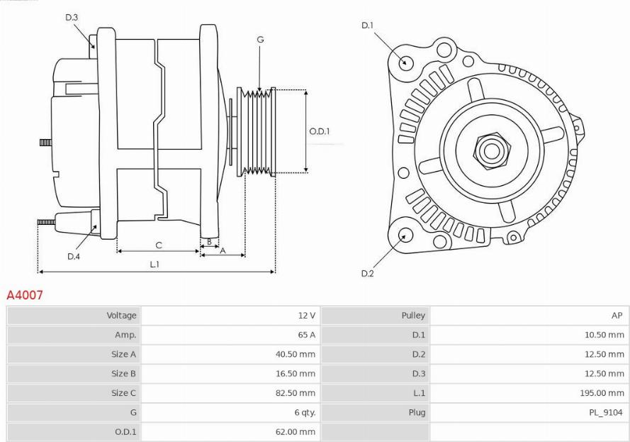 AS-PL A4007 - Generator parts5.com