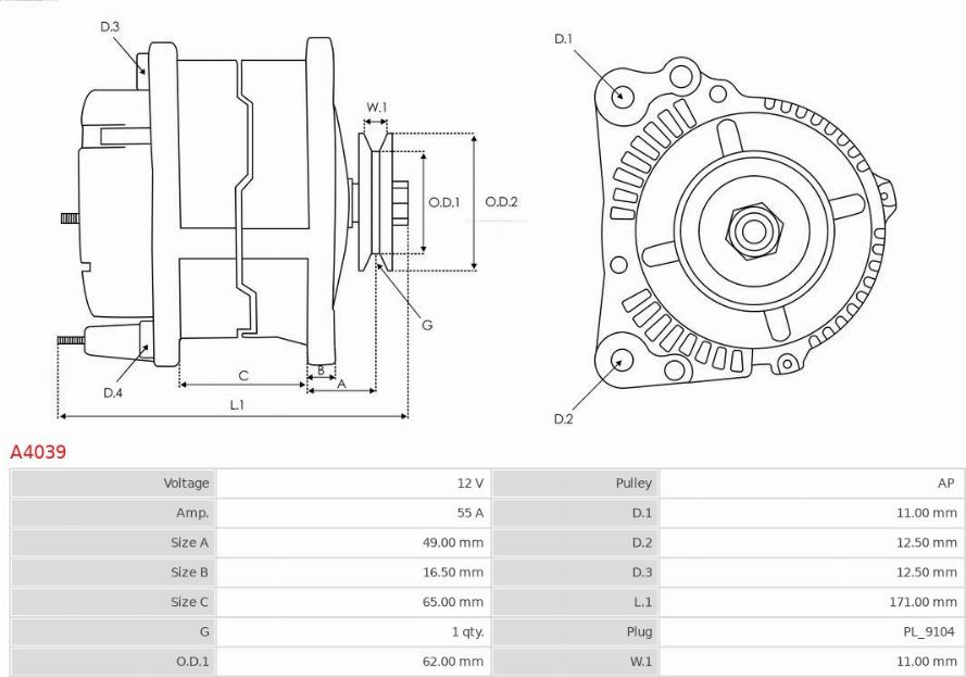 AS-PL A4039 - Генератор parts5.com