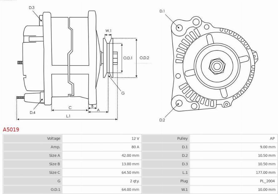 AS-PL A5019 - Генератор parts5.com