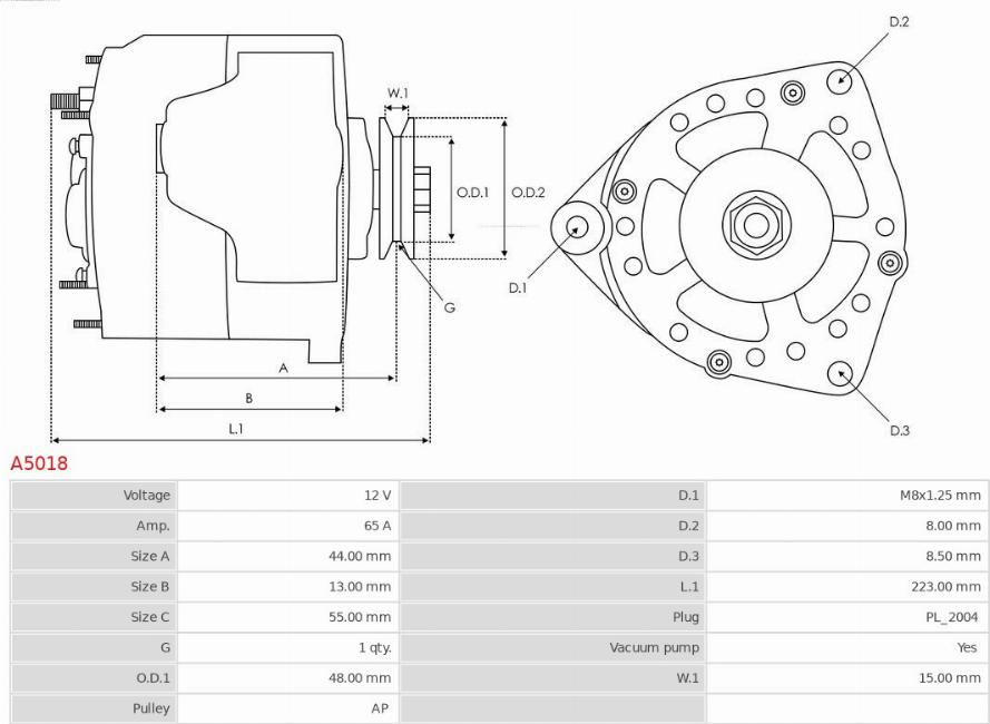 AS-PL A5018 - Generator / Alternator parts5.com