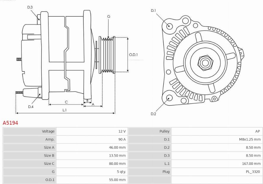 AS-PL A5194 - Alternador parts5.com