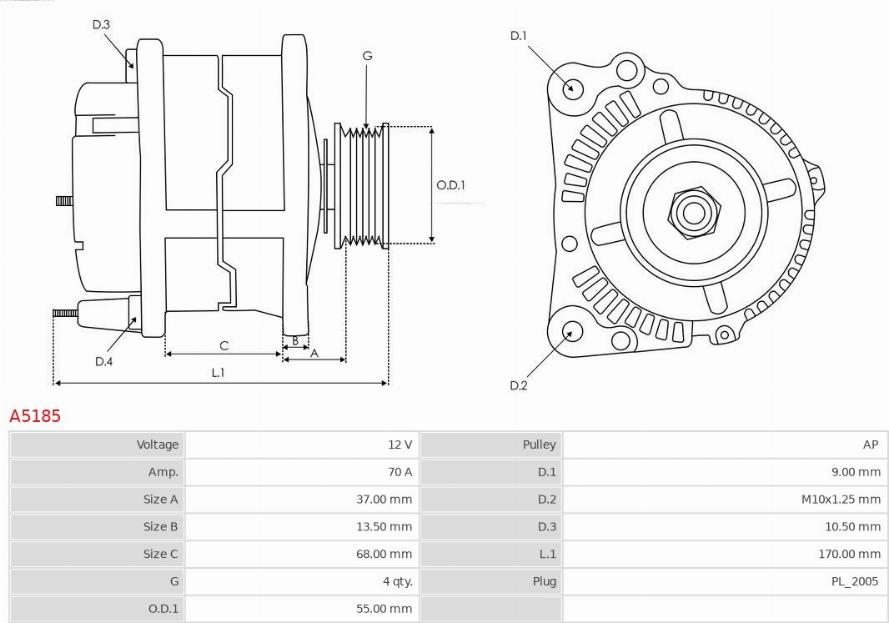 AS-PL A5185 - Генератор parts5.com