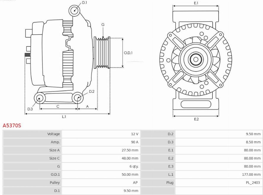 AS-PL A5370S - Alternador parts5.com