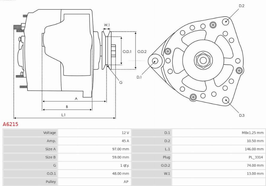 AS-PL A6215 - Генератор parts5.com