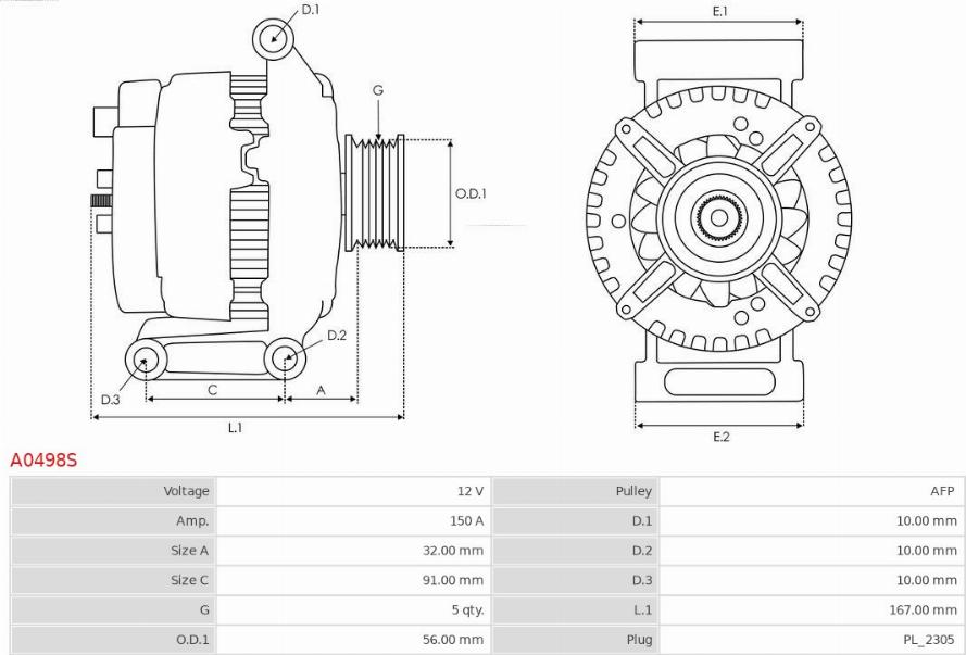 AS-PL A0498S - Alternator parts5.com