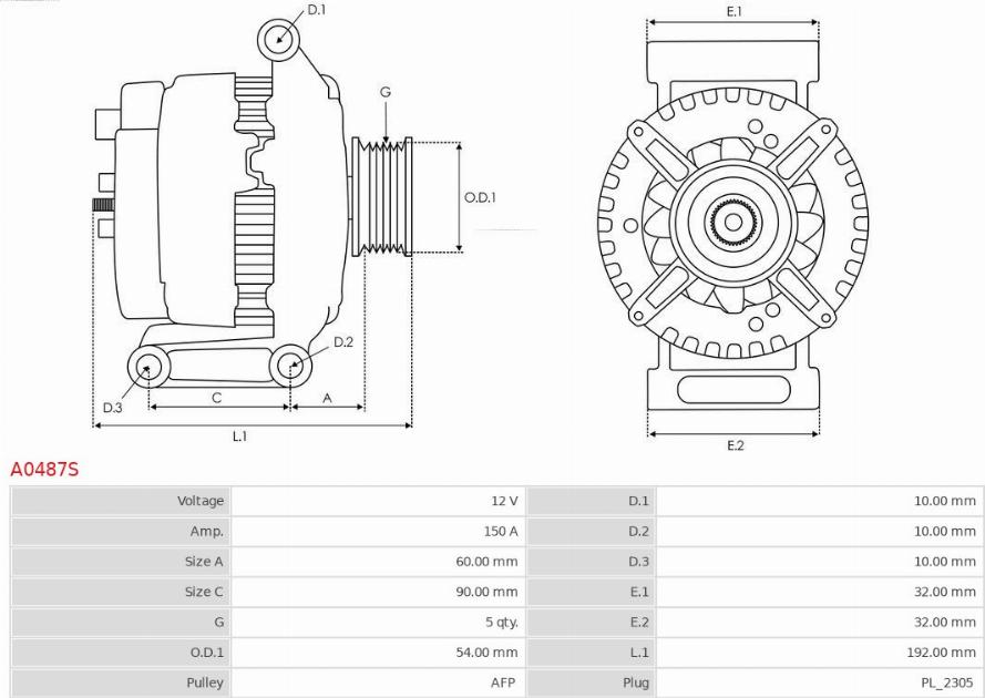 AS-PL A0487S - Laturi parts5.com