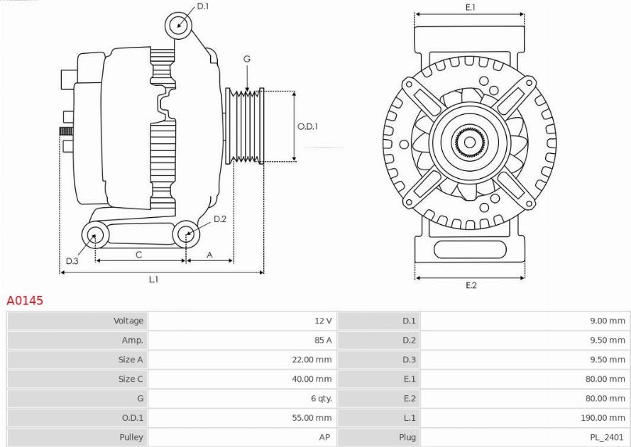 AS-PL A0145 - Γεννήτρια parts5.com