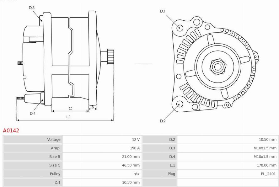 AS-PL A0142 - Generator / Alternator parts5.com