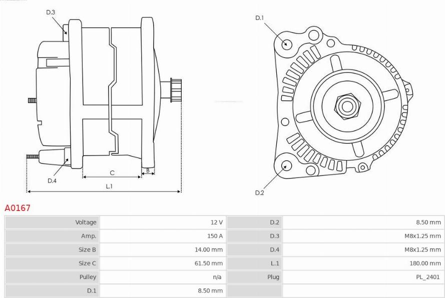 AS-PL A0167 - Γεννήτρια parts5.com