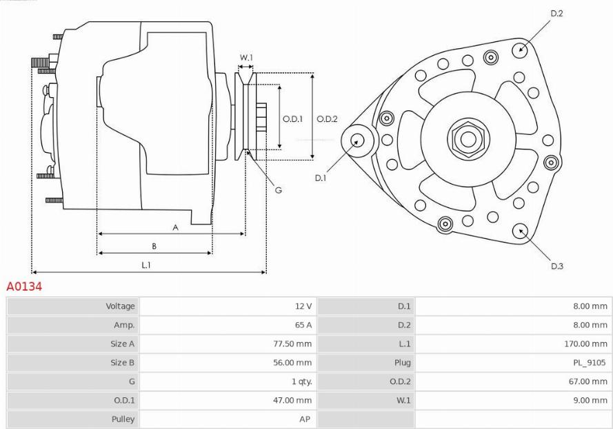 AS-PL A0134 - Generator / Alternator parts5.com