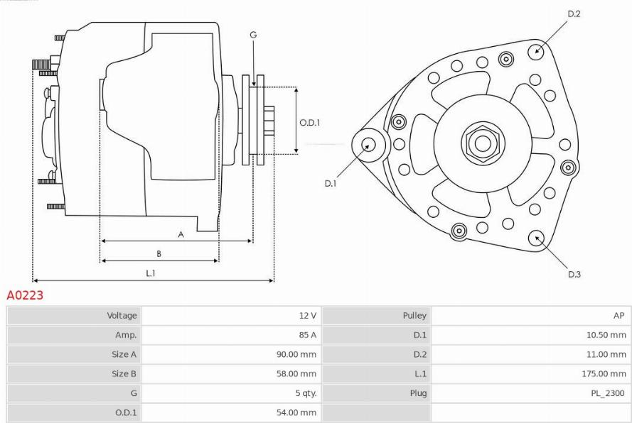 AS-PL A0223 - Γεννήτρια parts5.com