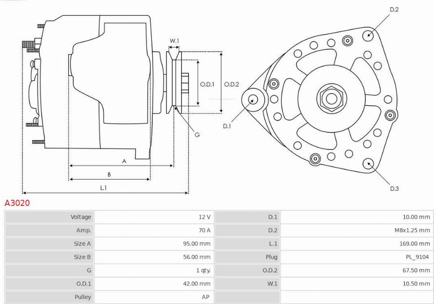 AS-PL A3020 - Alternador parts5.com