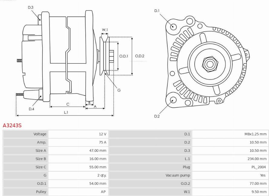 AS-PL A3243S - Generator / Alternator parts5.com