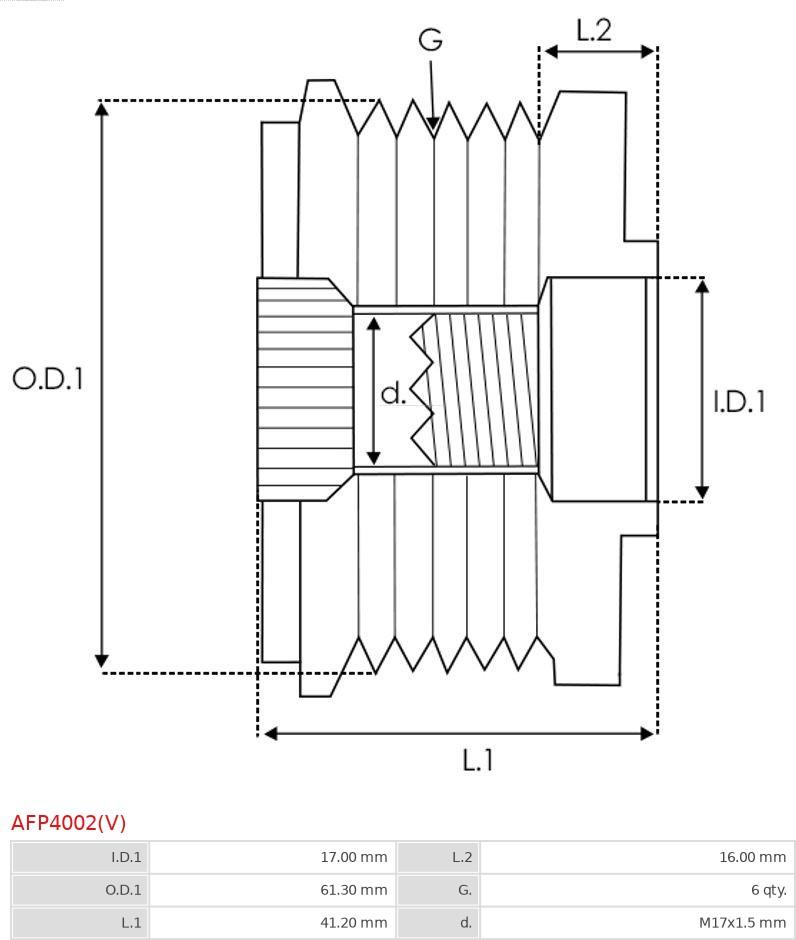 AS-PL AFP4002(V) - Fulie, alternator parts5.com