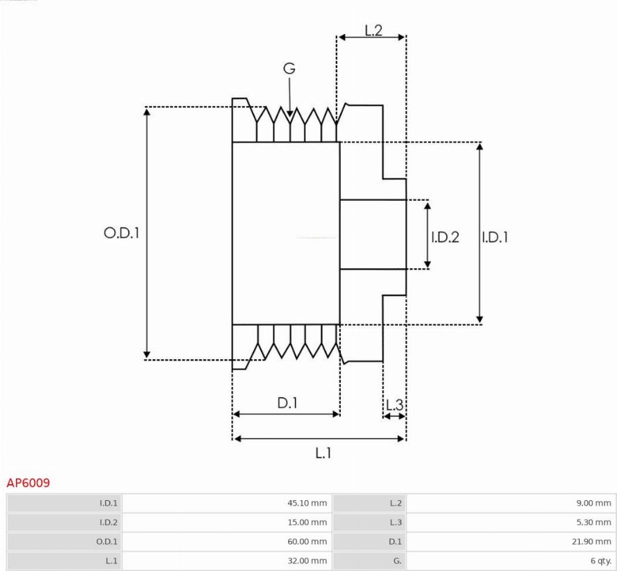 AS-PL AP6009 - Fulie, alternator parts5.com