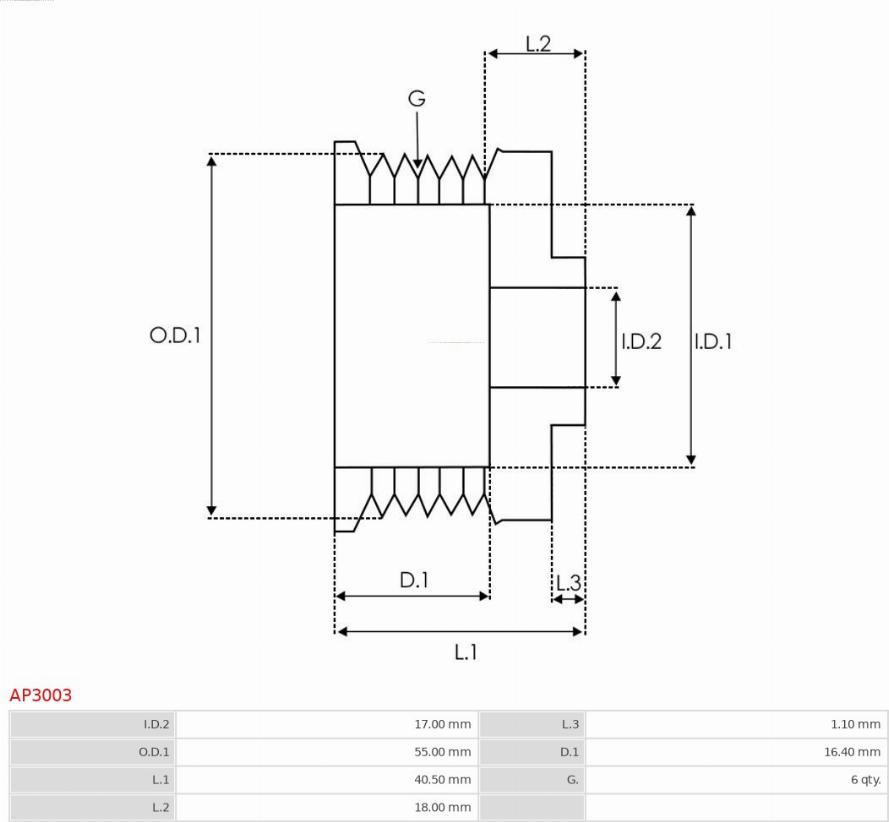 AS-PL AP3003 - Remenica, alternator parts5.com