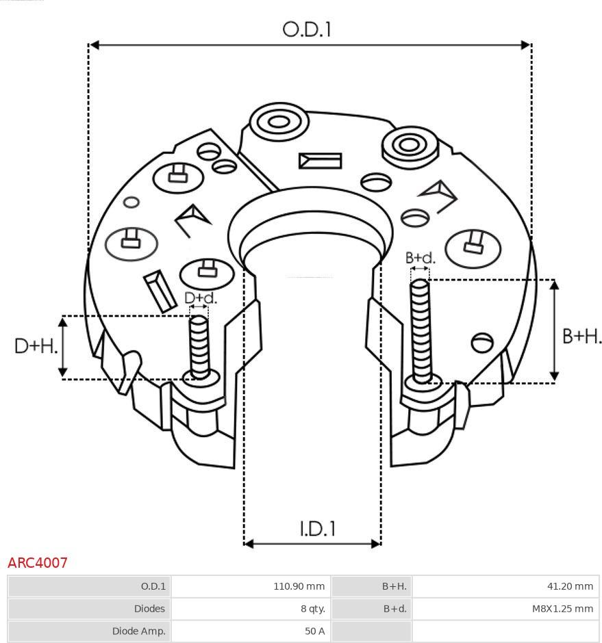 AS-PL ARC4007 - Rectifier, alternator parts5.com