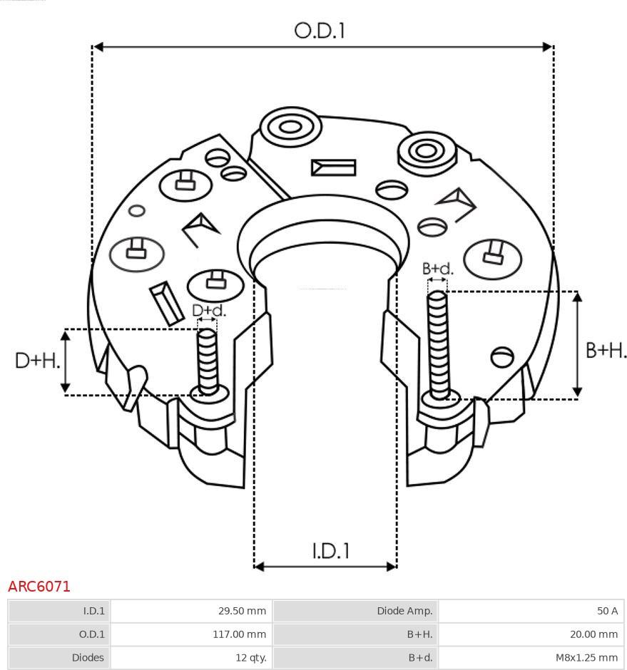 AS-PL ARC6071 - Rectifier, alternator parts5.com