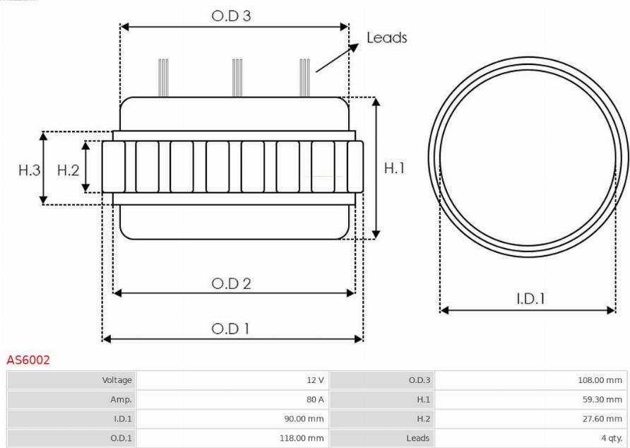 AS-PL AS6002 - Stator, generátor parts5.com