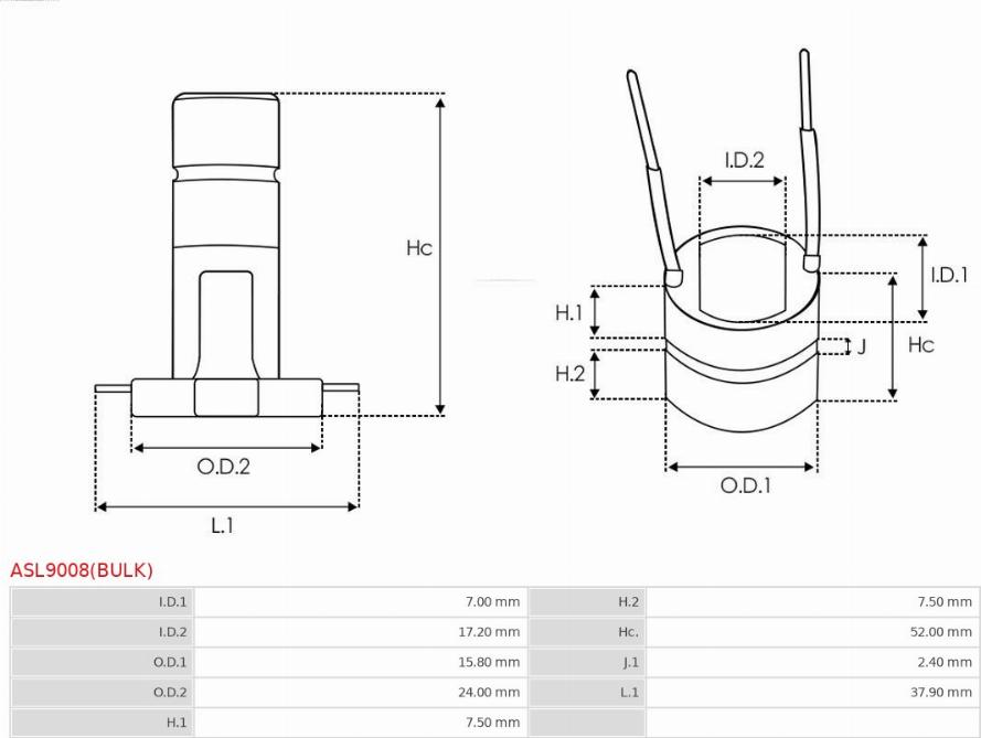 AS-PL ASL9008(BULK) - Anillo colector, alternador parts5.com