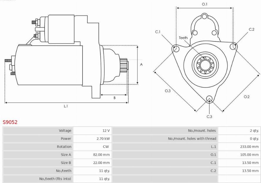 AS-PL S9052 - Starter parts5.com