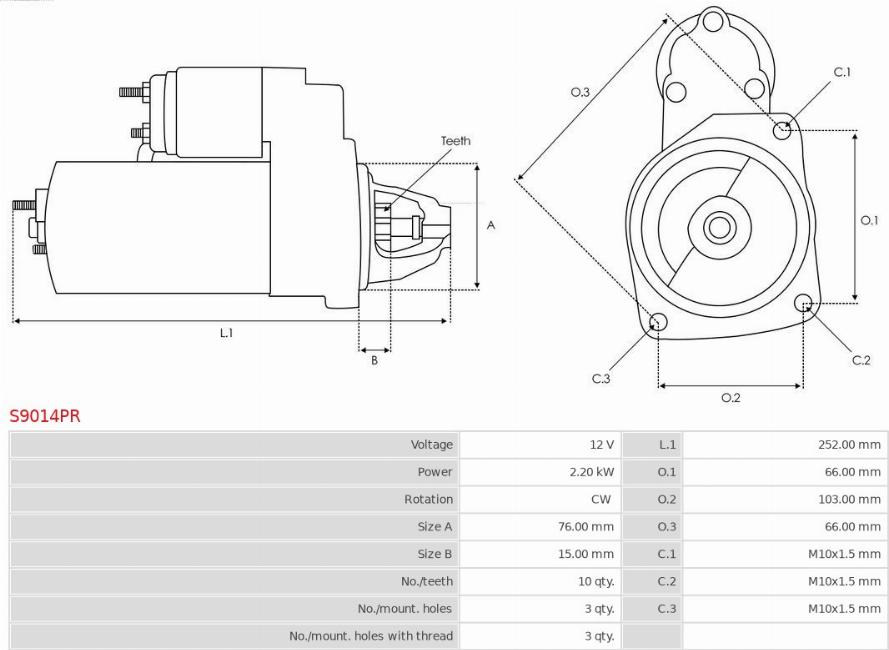 AS-PL S9014PR - Starter parts5.com